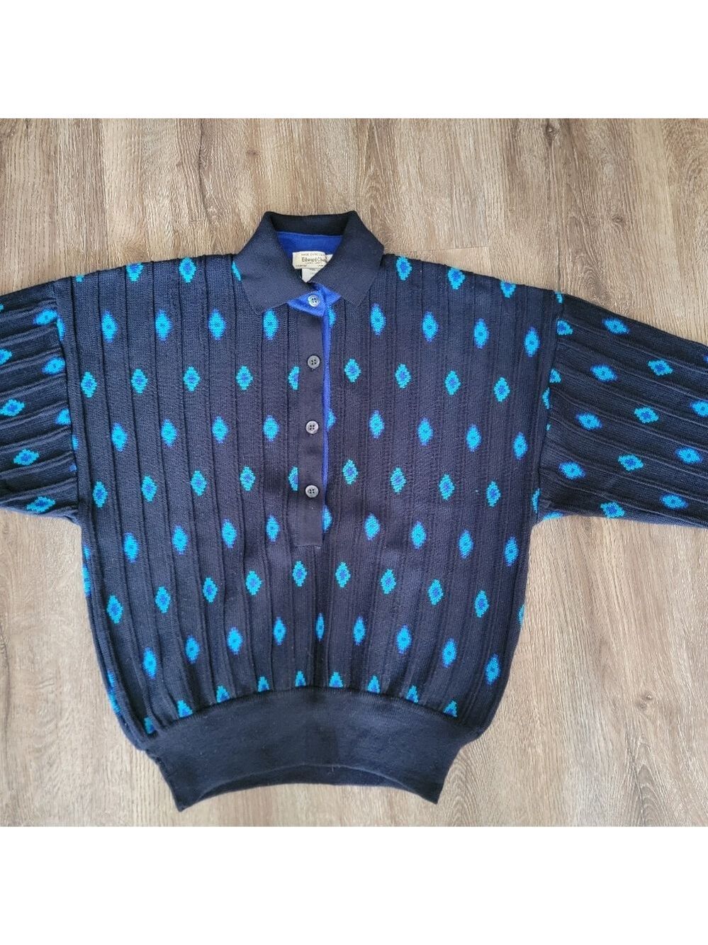 Vintage Geometric Wool Sweater Edward Chapmam #3055